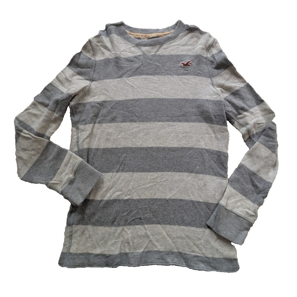 Vtg Hollister Shirt Mens Sz L Preppy Grunge Stripe Waffle Knit Thermal Top Y2K